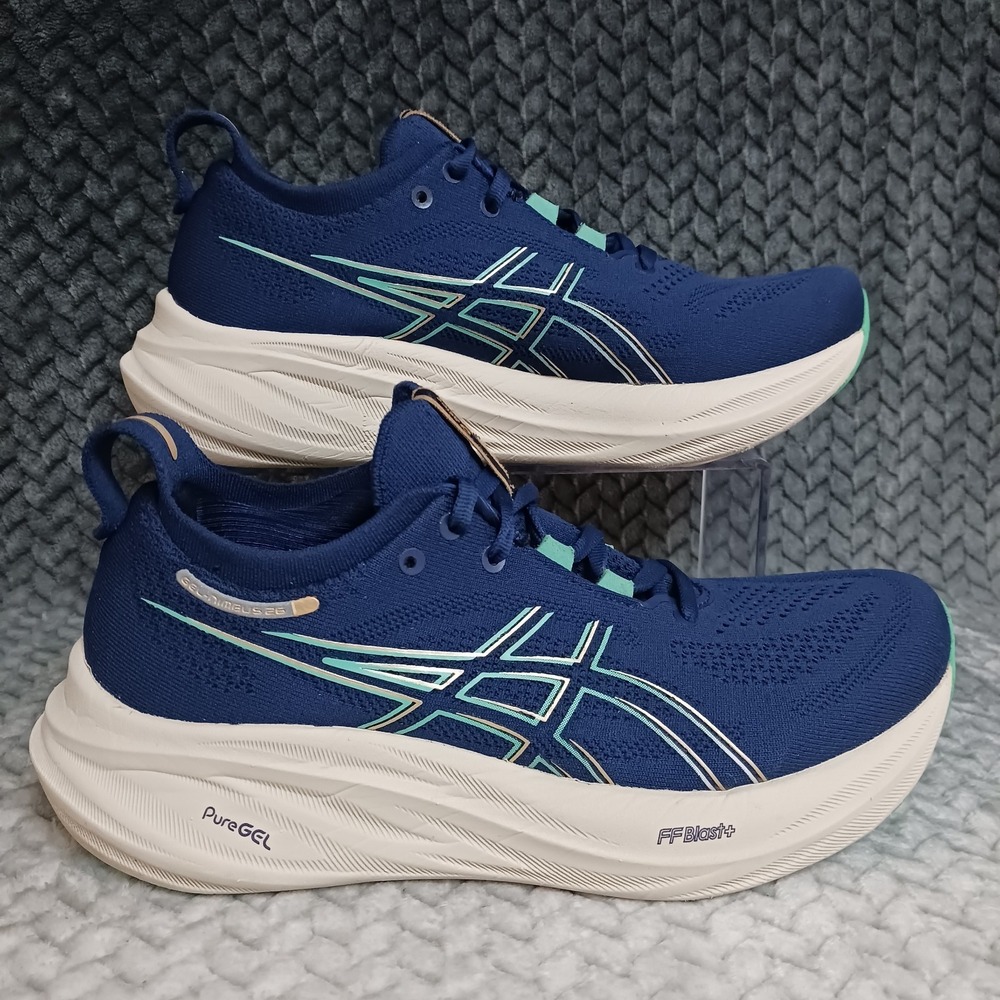 Asics Gel Nimbus 26 Blue Expanse Aurora Green Women's Walking Running Shoes Sz 8